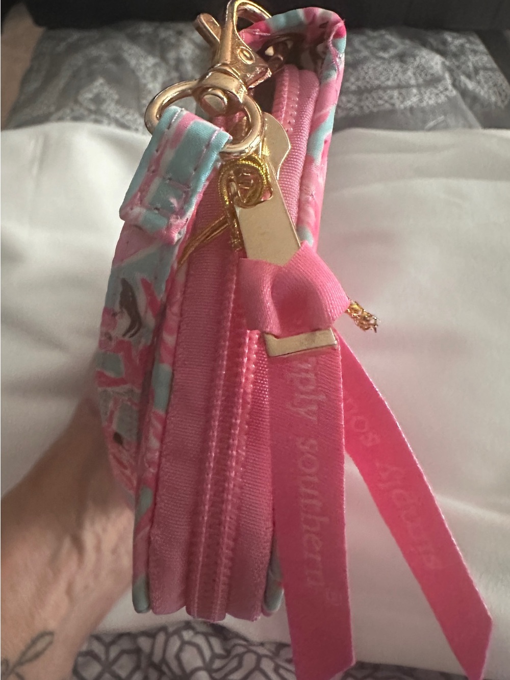 Simply Southern Pink Flamingo Quilted Card Holder Wallet with Aqua Accents {NWT} - Picture 4 of 7